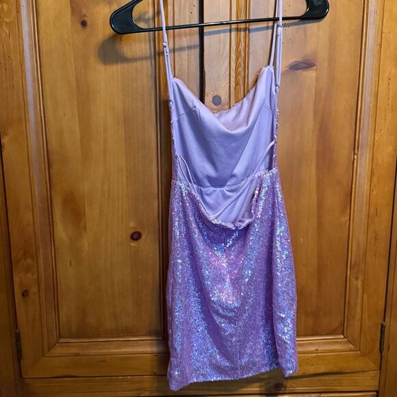 LUCY IN the Sky Medium Lavender Purple Sequin Mini dress homecoming sorority - Picture 6 of 12
